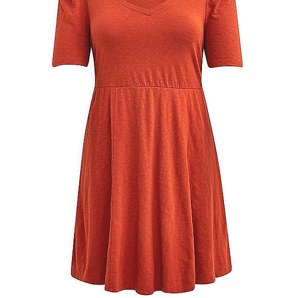 ❤️NWT VINTAGE TORRID DRESS PUFF SLEEVE - POCKETS SKATER RUSTY ORANGE - PLUS SIZE - Picture 10 of 13